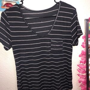 RUE 21 grey stripy shirt with a pocket on the front